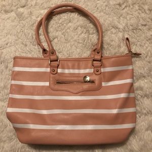 Pink and White striped handbag